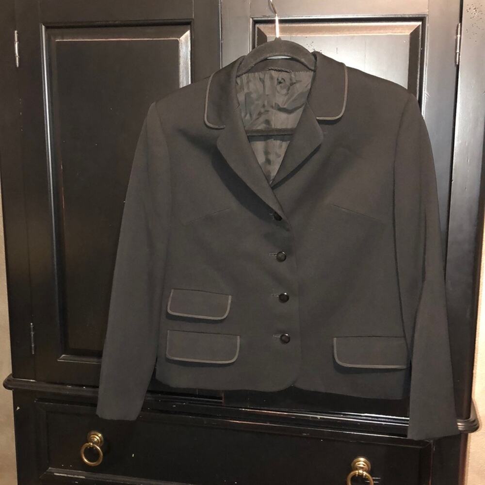 Reine Schurwolle Preppy Academia Studios Gray Wool Pocket Blazer Small